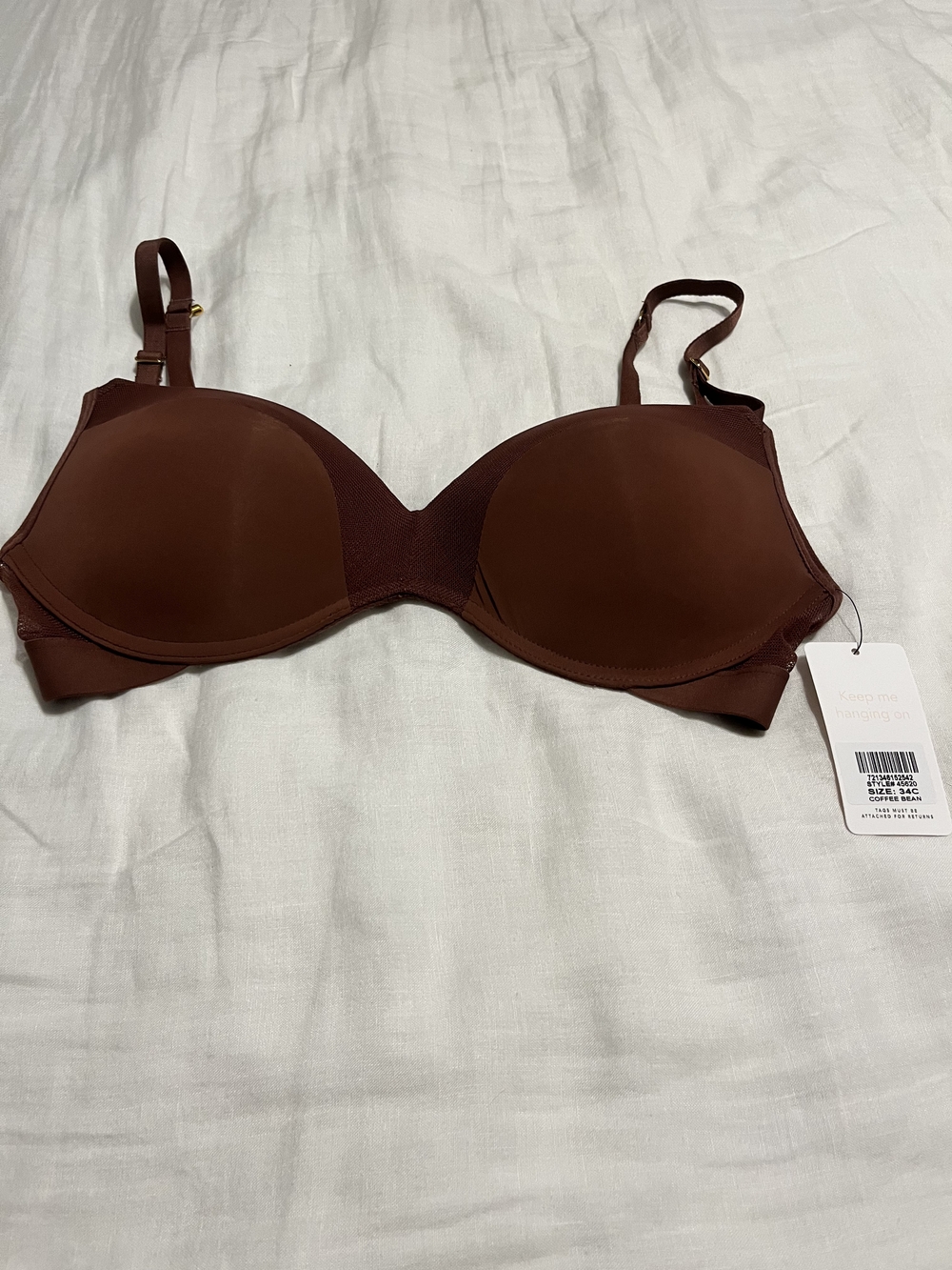 Lively The No-Wire Push-Up Bra Brown 34C NWT